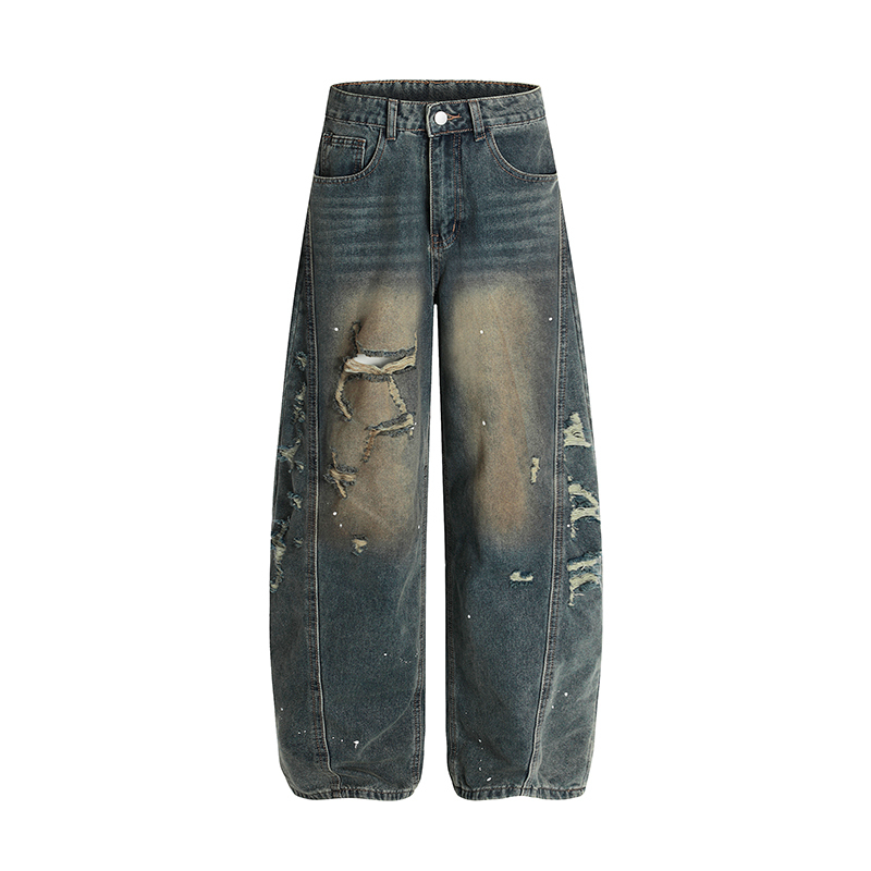 Light Blue Vintage Distressed Paint Splatter Ripped Jeans - Y2K Style, Buy 2 Get 1 Free Limited Time Offer
