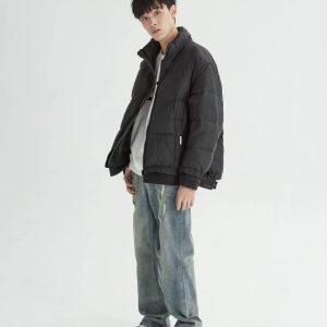 Light Blue Vintage Distressed Straight-Leg Jeans with Holes – Retro American High Street Style, Trendy Y2K Long Pants