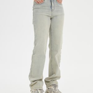 Light Blue Vintage High Street Jeans for Men and Women, Slightly Stretchy American Long Pants, 90s Inspired Fashion