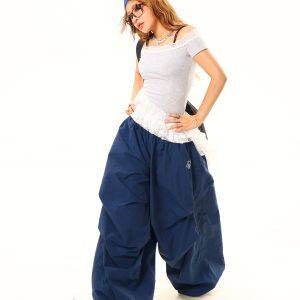 Light Blue Vintage Washed Distressed Casual Pants - Lazy Fit, Relaxed Style for Effortless Everyday Wear