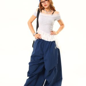 Light Blue Vintage Washed Distressed Casual Pants - Lazy Fit, Relaxed Style for Effortless Everyday Wear