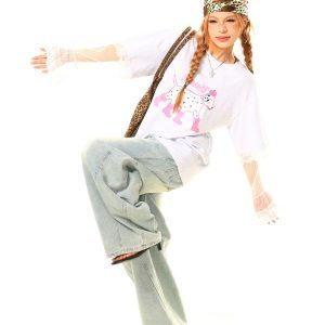 Light Blue Vintage Washed Loose Curved Blade Denim Pants - 90s Inspired, Buy 2 Get 1 Free, Effortless Casual Style