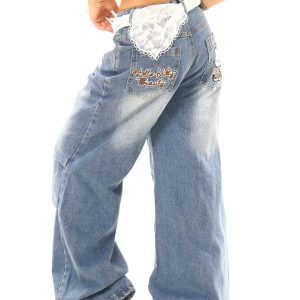 Light Blue Vintage Washed Loose Pleated Denim Pants - Casual 90s Style, Buy 2 Get 1 Free Limited Time Offer
