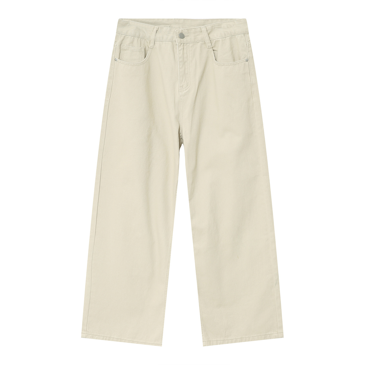 Light-Colored Wide-Leg Denim Pants for Men and Women - Loose Fit Casual Apricot White Vintage Style Trousers
