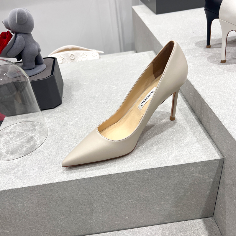 Light Gray Lambskin High Heels for Women – HyunA Style Pointed Toe Thin Heel Shallow Mouth Shoes – Spring Autumn Fashion