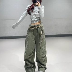 Light Gray Long Sleeve Side Stripe Letter T-Shirt for Women - American Campus Style, Autumn Winter Dance Top