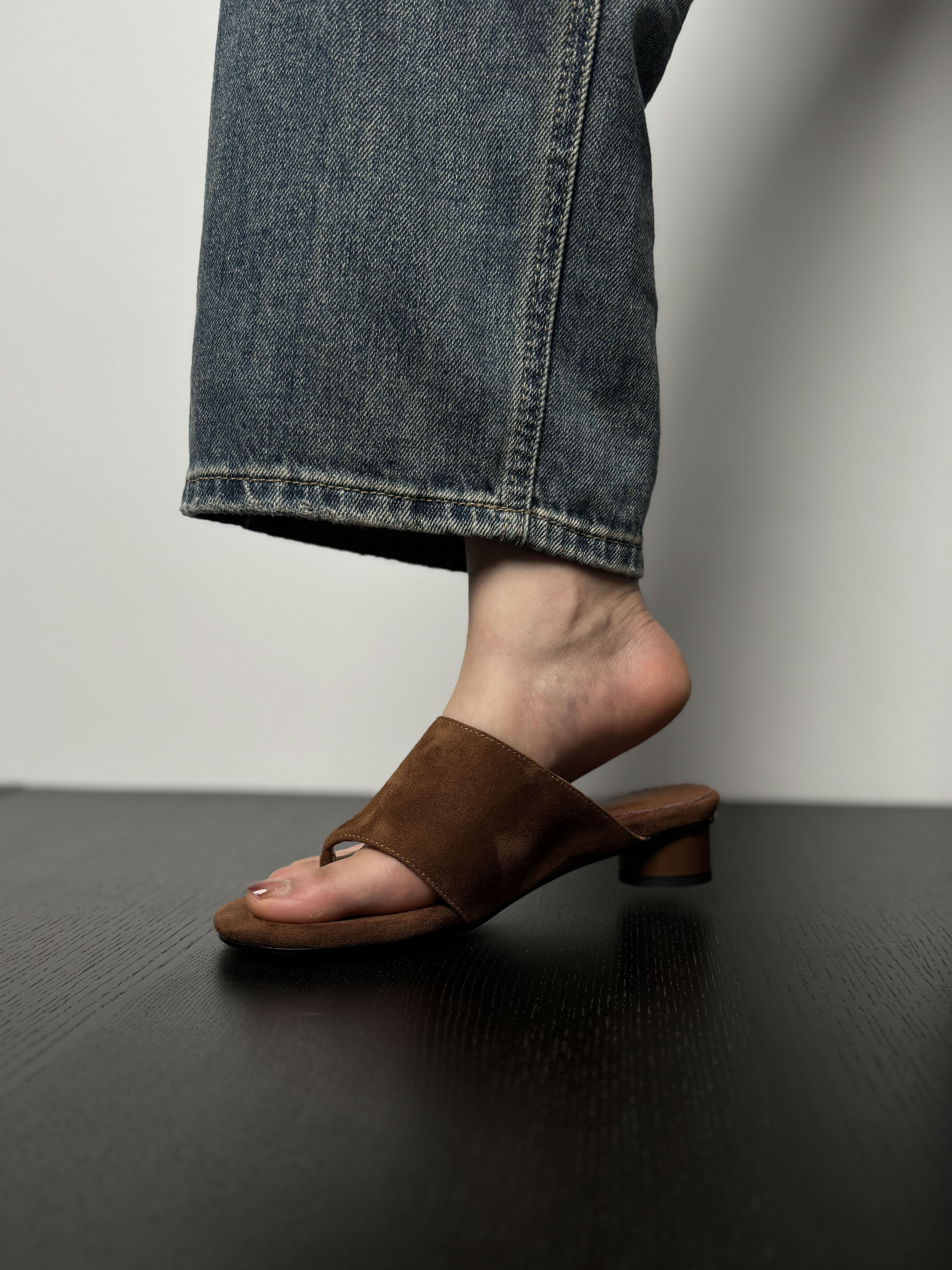 Light Luxury Chunky High-Heeled Suede Thong Flip-Flops for Women - Summer Outdoor Style