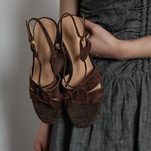 Light Retro Open-Toe Chunky Mid-Heel Sandals for Women - Simple Summer Roman Slippers in Elegant Style