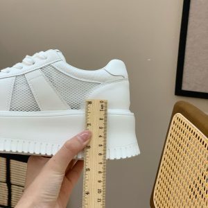 Lightweight Breathable White Platform Shoes for Women - Summer 2025 Hollow Mesh Style for Height and Leg Elongation