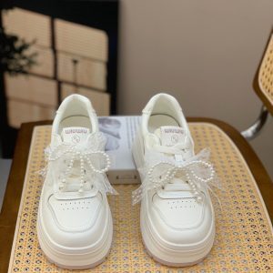 Lightweight Genuine Leather Height-Increasing Thick-Soled White Casual Sneakers for Women - 2025 Summer Versatile Mesh Hollow Design