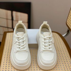Lightweight Lace-Up Genuine Leather Thick-Soled Casual White Shoes for Women - Versatile, Comfortable, Breathable Spring 2025 Style