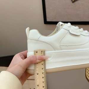 Lightweight Lace-Up Genuine Leather Thick-Soled Casual White Shoes for Women - Versatile, Comfortable, Breathable Spring 2025 Style
