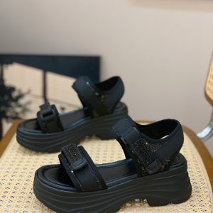 Lightweight Platform Roman Sandals for Women - Versatile Slip-On Beach Shoes with Velcro - Summer 2025 Fashion