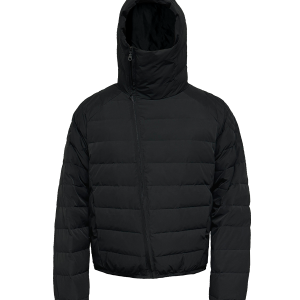 Lightweight Ribbed Down Jacket with Masked Hood - 90s Inspired White Duck Down Rock Snail Design
