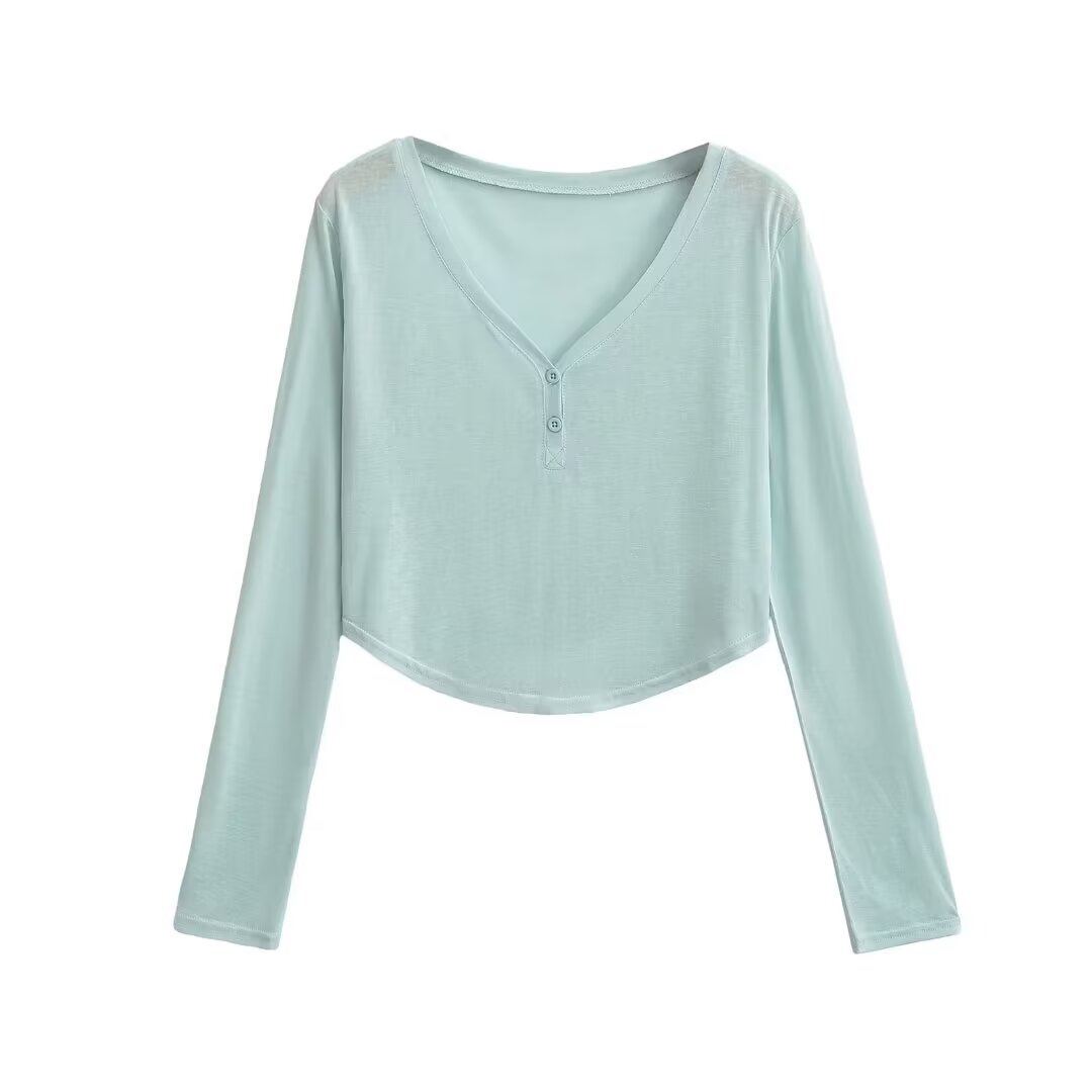Lightweight V-Neck Button Cardigan T-Shirt for Women - Kpop Jazz Style Summer Top, Loose Fit Sun Protection Fitness Wear