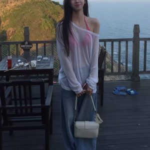 Lightweight Y2K Jazz Dance Top for Women - Knitted Cover-Up for K-Pop Festival Outfits, Stylish Sun Protection Clothing