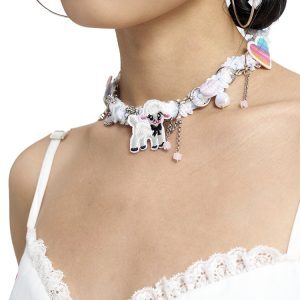 Little Sheep Heart Necklace - Cartoon Clavicle Chain, Short Neck Chain, Playful Dopamine Design, Trendy Y2K Accessory