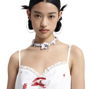 Little Sheep Heart Necklace - Cartoon Clavicle Chain, Short Neck Chain, Playful Dopamine Design, Trendy Y2K Accessory