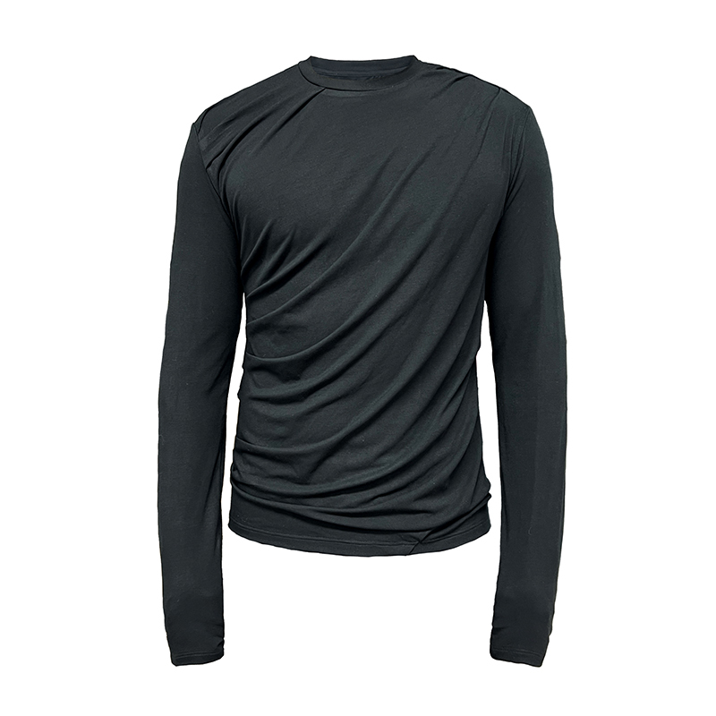 Long Sleeve Hurricane Basic T-Shirt with Rotating Design - Trendy 90s Inspired Fashion Top