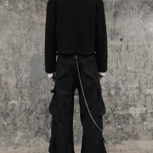 Loop Wool Jacket with Special Texture and Shoulder Armor - Short Wide Fit for Modern Style