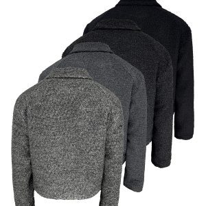 Loop Wool Jacket with Special Texture and Shoulder Armor - Short Wide Fit for Modern Style
