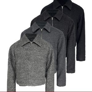 Loop Wool Jacket with Special Texture and Shoulder Armor - Short Wide Fit for Modern Style
