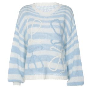 Loose Casual Hollow Knit Sweater for Women - Early Autumn Long Sleeve Top in Lazy Style, Perfect for Y2K and Korean Fashion Trends
