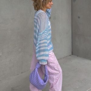 Loose Casual Hollow Knit Sweater for Women - Early Autumn Long Sleeve Top in Lazy Style, Perfect for Y2K and Korean Fashion Trends