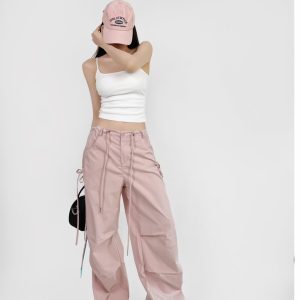 Loose Fit Jazz Dance Hip Hop Pants with Bow Tie Pleats - Quick-Dry American Style Slim-Fit Sports Long Pants