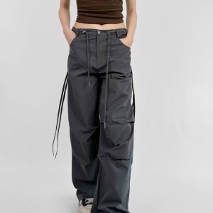 Loose Fit Jazz Dance Hip Hop Pants with Bow Tie Pleats - Quick-Dry American Style Slim-Fit Sports Long Pants
