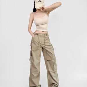 Loose Fit Jazz Dance Hip Hop Pants with Bow Tie Pleats - Quick-Dry American Style Slim-Fit Sports Long Pants