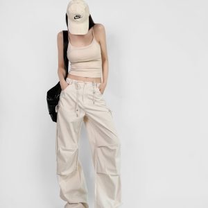 Loose Fit Jazz Dance Hip Hop Pants with Bow Tie Pleats - Quick-Dry American Style Slim-Fit Sports Long Pants