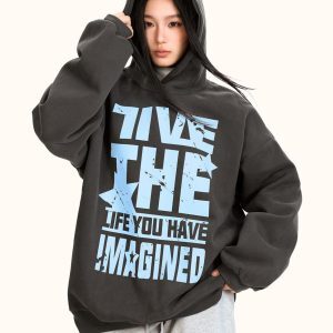 Loose Fit Retro American Letter Print Hoodie for Men and Women - Casual Street Style Hip Hop Jacket