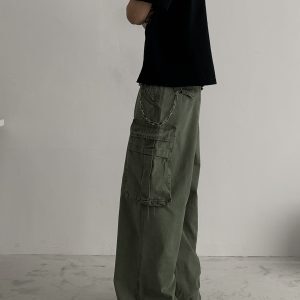 Loose Fit Vintage American Retro Wide-Leg Cargo Work Pants for Men & Women - Unisex Streetwear Trousers