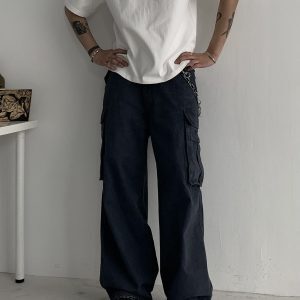 Loose Fit Vintage American Retro Wide-Leg Cargo Work Pants for Men & Women - Unisex Streetwear Trousers