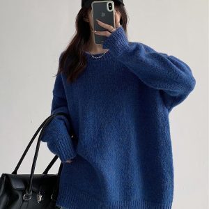 Loose-Fitting Thickened Sweater for Women, Korean Style Knitted Top Jacket, High-End Autumn Winter 2023 Casual Fashion