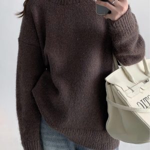 Loose-Fitting Thickened Sweater for Women, Korean Style Knitted Top Jacket, High-End Autumn Winter 2023 Casual Fashion
