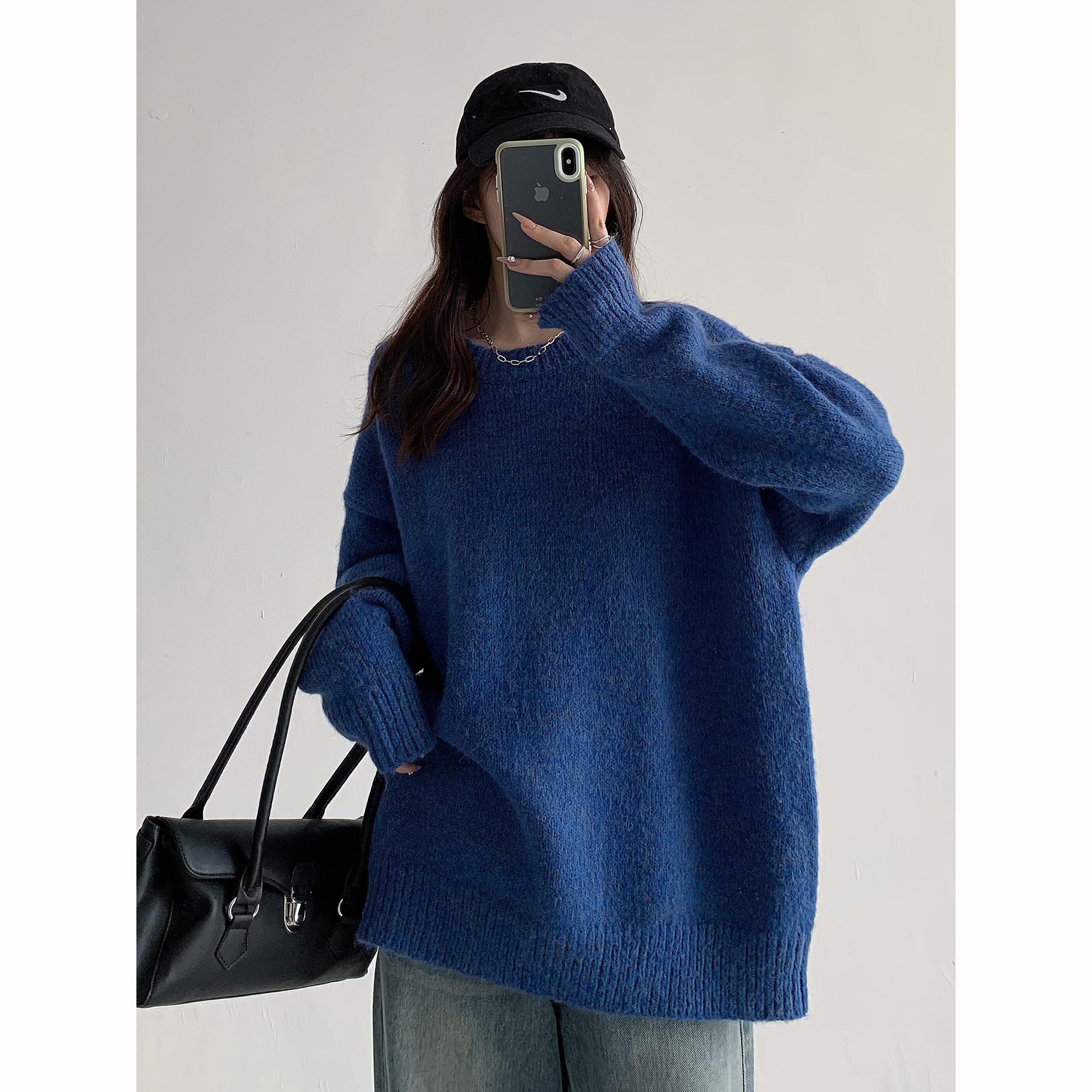 Loose-Fitting Thickened Sweater for Women, Korean Style Knitted Top Jacket, High-End Autumn Winter 2023 Casual Fashion