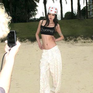 Loose-Fitting Wide-Leg Casual Pants for Women - American-Style Street Graffiti Design - Summer Fashion