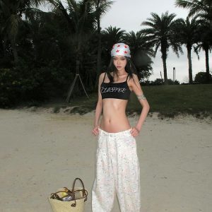 Loose-Fitting Wide-Leg Casual Pants for Women - American-Style Street Graffiti Design - Summer Fashion