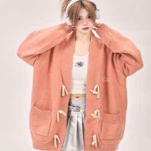 Loose Green Knitted Cardigan Coat for Women - Milk-Style Lazy Wind Design, Autumn Winter 2025 Fashion