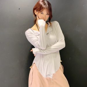 Loose Long-Sleeve Jazz Dance Top for Women - K-Pop Inspired Sweet and Spicy Performance Cover-Up