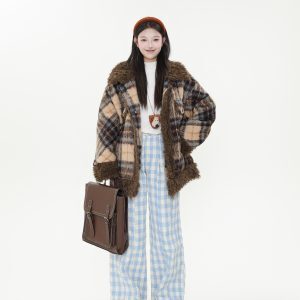 Loose Relaxed Checkered Wide-Leg Pants for Women - Casual Floor-Length Yamamoto Style for Spring and Autumn Fashion