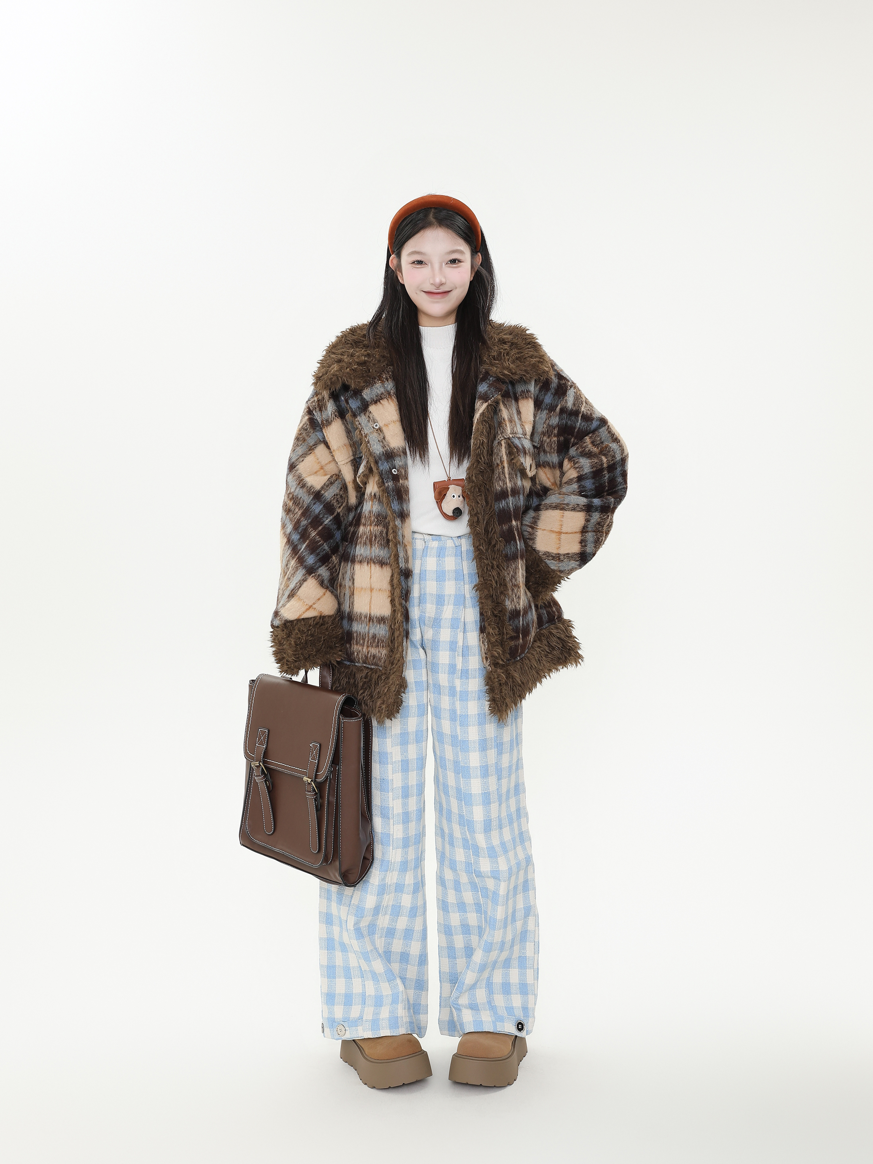 Loose Relaxed Checkered Wide-Leg Pants for Women - Casual Floor-Length Yamamoto Style for Spring and Autumn Fashion