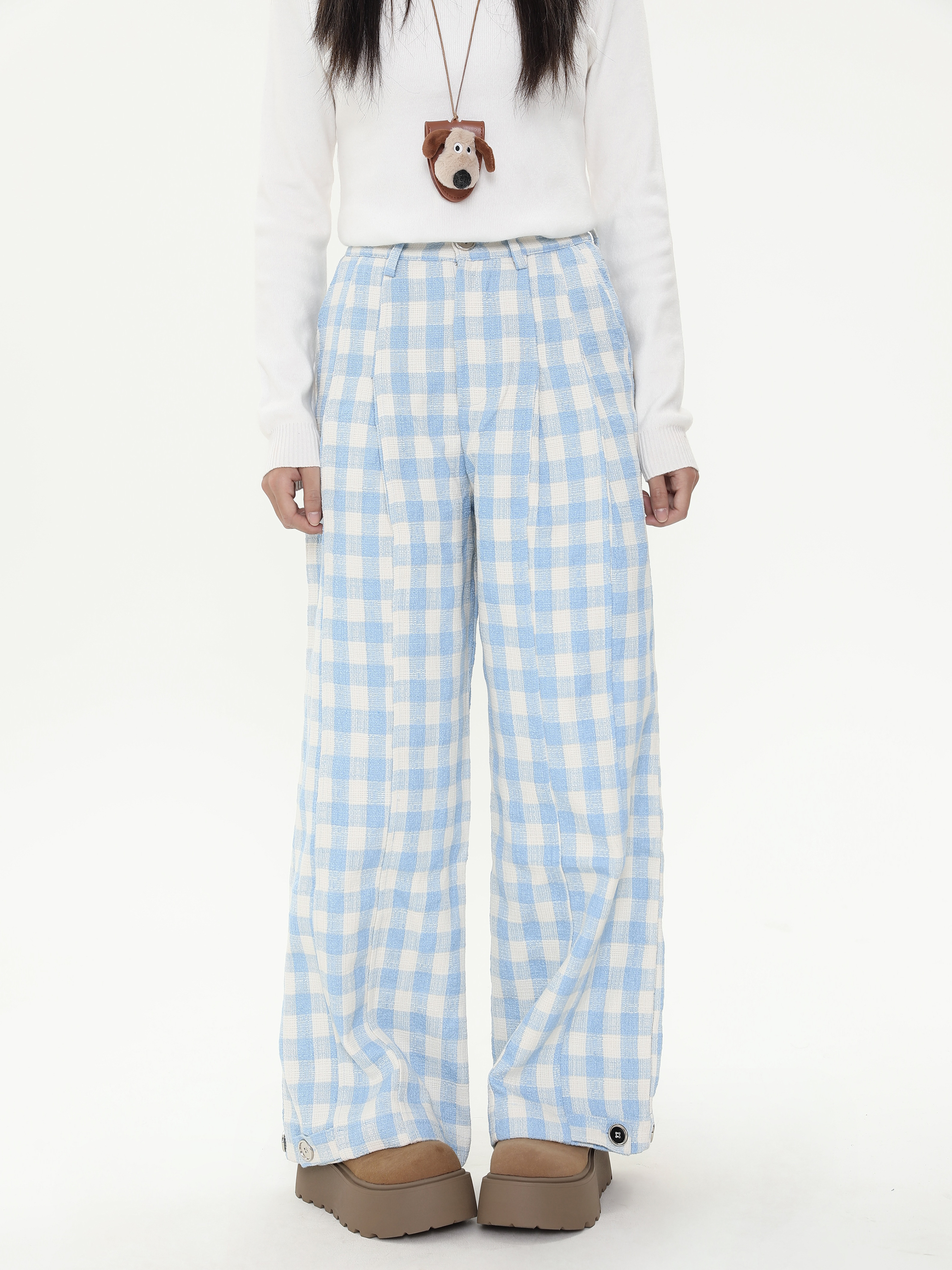 Loose Relaxed Checkered Wide-Leg Pants for Women - Casual Floor-Length Yamamoto Style for Spring and Autumn Fashion