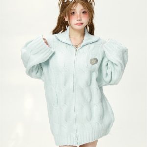 Loose Twisted Sweater Coat for Women - Soft Korean Style Thick Knitted Cardigan for Autumn Winter College Fashion 2025