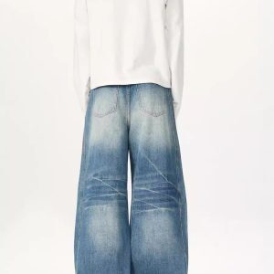 Men's American Retro Deconstructed Curved Knife Jeans - Clean Fit, Trendy Tailored Silhouette, Y2K Banana Pants