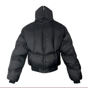 Men's Black Duck Down Jacket with Cross Star Design - Warm Armor Coat for Winter, Street Style