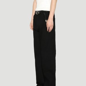 Men's Black Stretchy Slim-Fit High Street Jeans - Versatile Casual Long Pants for Everyday Wear