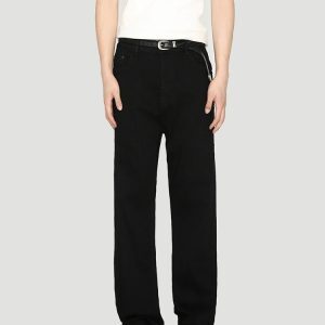 Men's Black Stretchy Slim-Fit High Street Jeans - Versatile Casual Long Pants for Everyday Wear